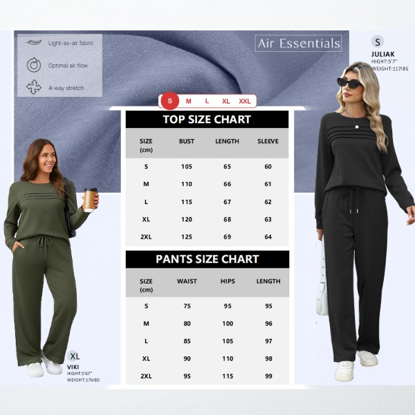 đĽLAST DAY 45% OFFâ¨Womenâs Crew Neck Lounge Set - Soft Cotton Top & Drawstring Pants